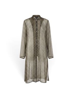 Chico's Sheer Animal-Print Midi Dress in Olive & Black